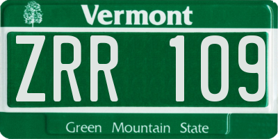 VT license plate ZRR109