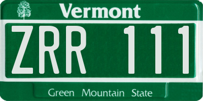 VT license plate ZRR111
