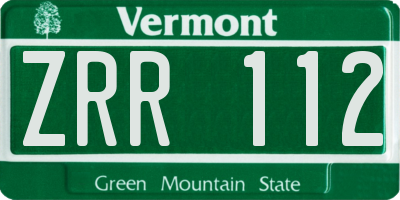 VT license plate ZRR112