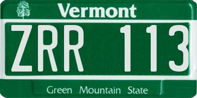 VT license plate ZRR113