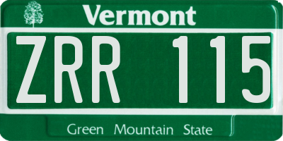 VT license plate ZRR115