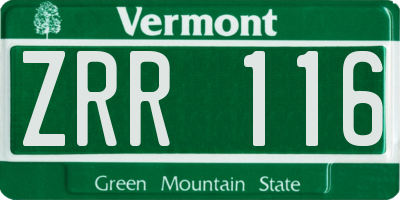 VT license plate ZRR116
