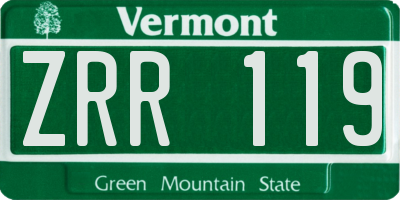 VT license plate ZRR119