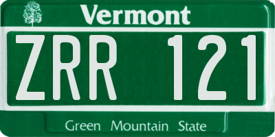 VT license plate ZRR121