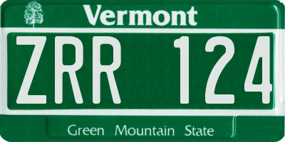 VT license plate ZRR124