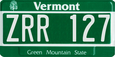 VT license plate ZRR127