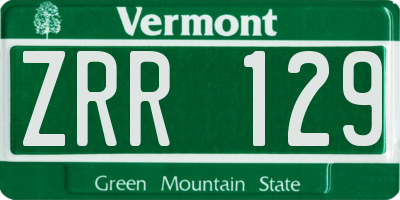 VT license plate ZRR129