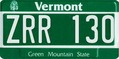 VT license plate ZRR130