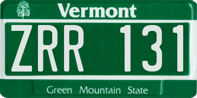 VT license plate ZRR131