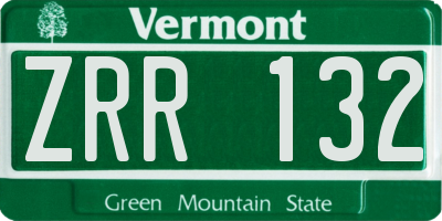 VT license plate ZRR132