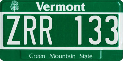 VT license plate ZRR133