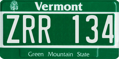 VT license plate ZRR134