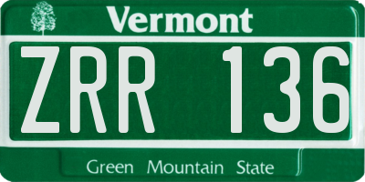 VT license plate ZRR136