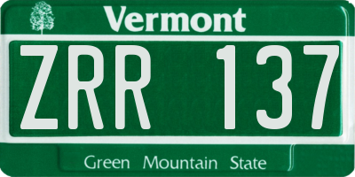 VT license plate ZRR137