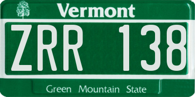 VT license plate ZRR138