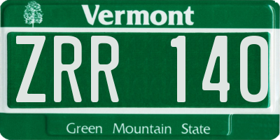 VT license plate ZRR140