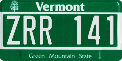 VT license plate ZRR141