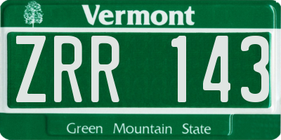 VT license plate ZRR143