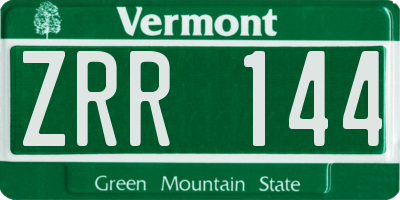 VT license plate ZRR144