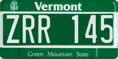VT license plate ZRR145