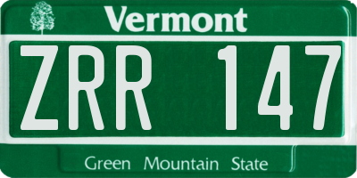 VT license plate ZRR147