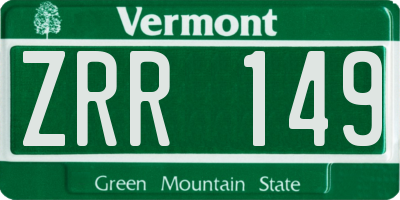 VT license plate ZRR149