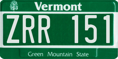 VT license plate ZRR151