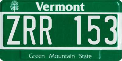 VT license plate ZRR153