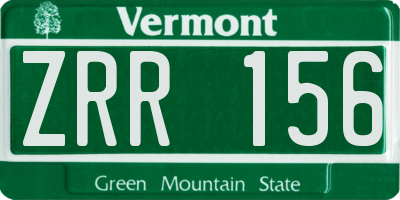 VT license plate ZRR156