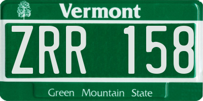 VT license plate ZRR158