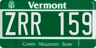 VT license plate ZRR159