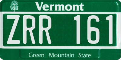 VT license plate ZRR161