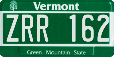 VT license plate ZRR162