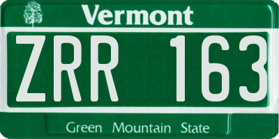 VT license plate ZRR163