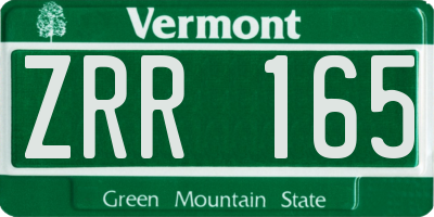 VT license plate ZRR165