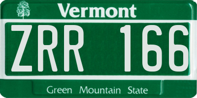 VT license plate ZRR166