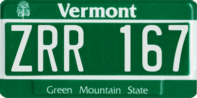 VT license plate ZRR167