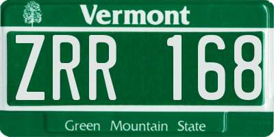 VT license plate ZRR168