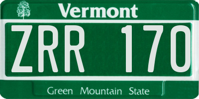 VT license plate ZRR170