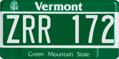 VT license plate ZRR172