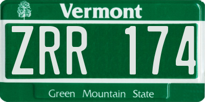 VT license plate ZRR174