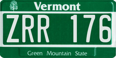 VT license plate ZRR176