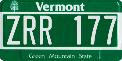 VT license plate ZRR177