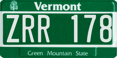 VT license plate ZRR178