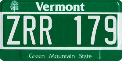 VT license plate ZRR179