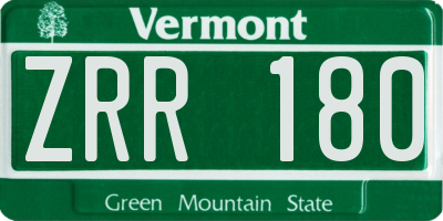 VT license plate ZRR180