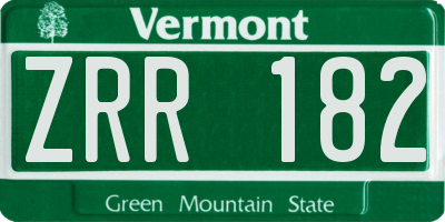 VT license plate ZRR182