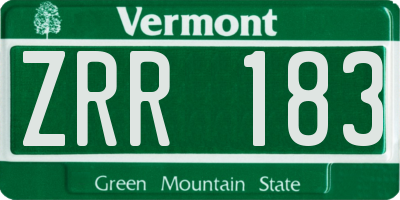 VT license plate ZRR183