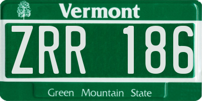 VT license plate ZRR186