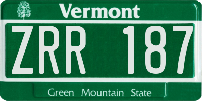 VT license plate ZRR187